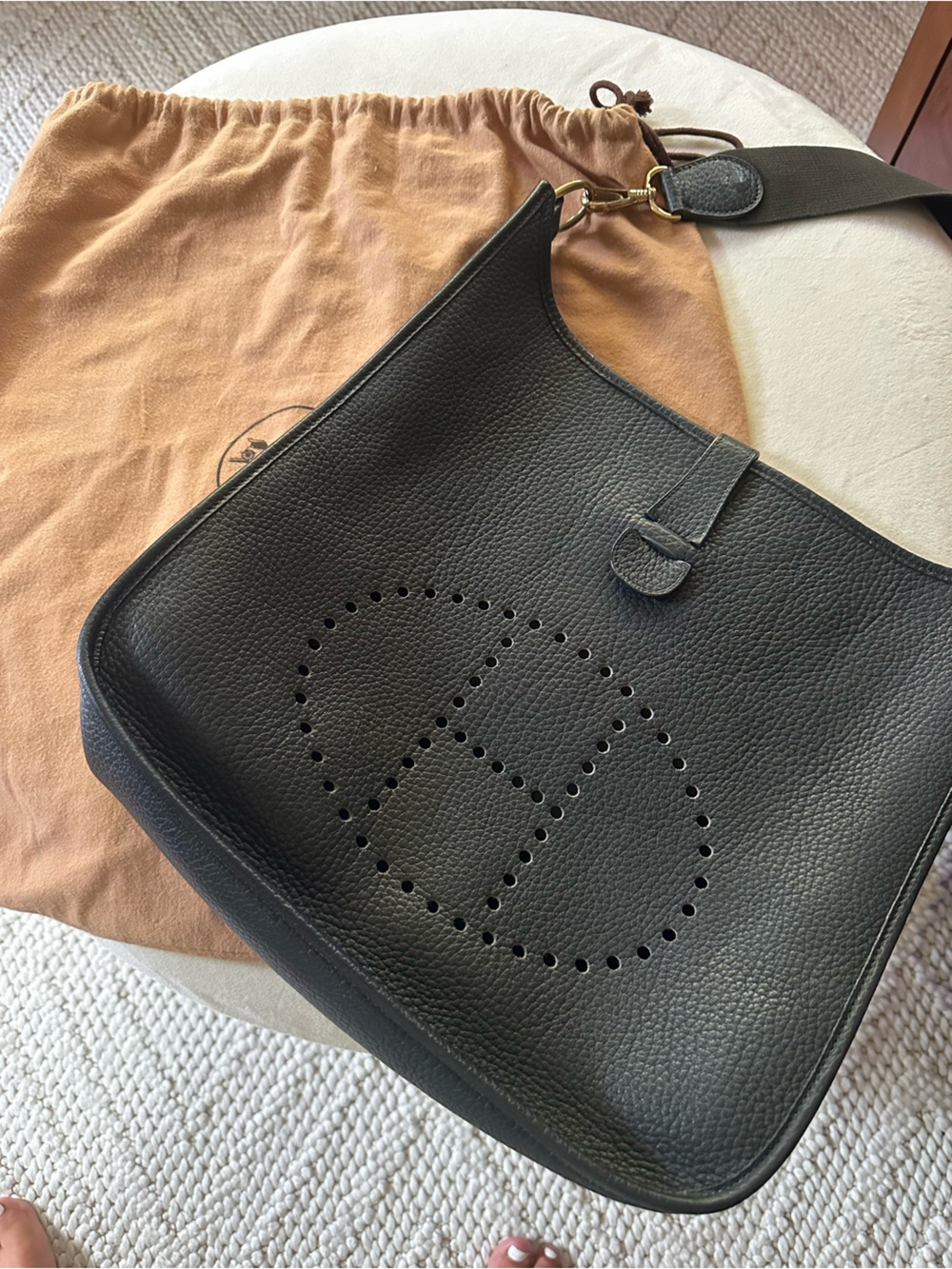 Stunning! Hermes Black Evelyn Leather Shoulder Bag with Logo - Women Bags